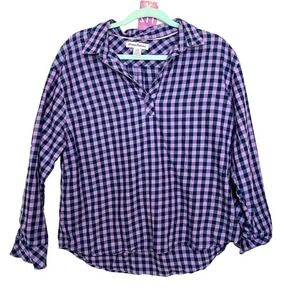 Tommy Bahama Check Purple Button Down Shirt Flannel large